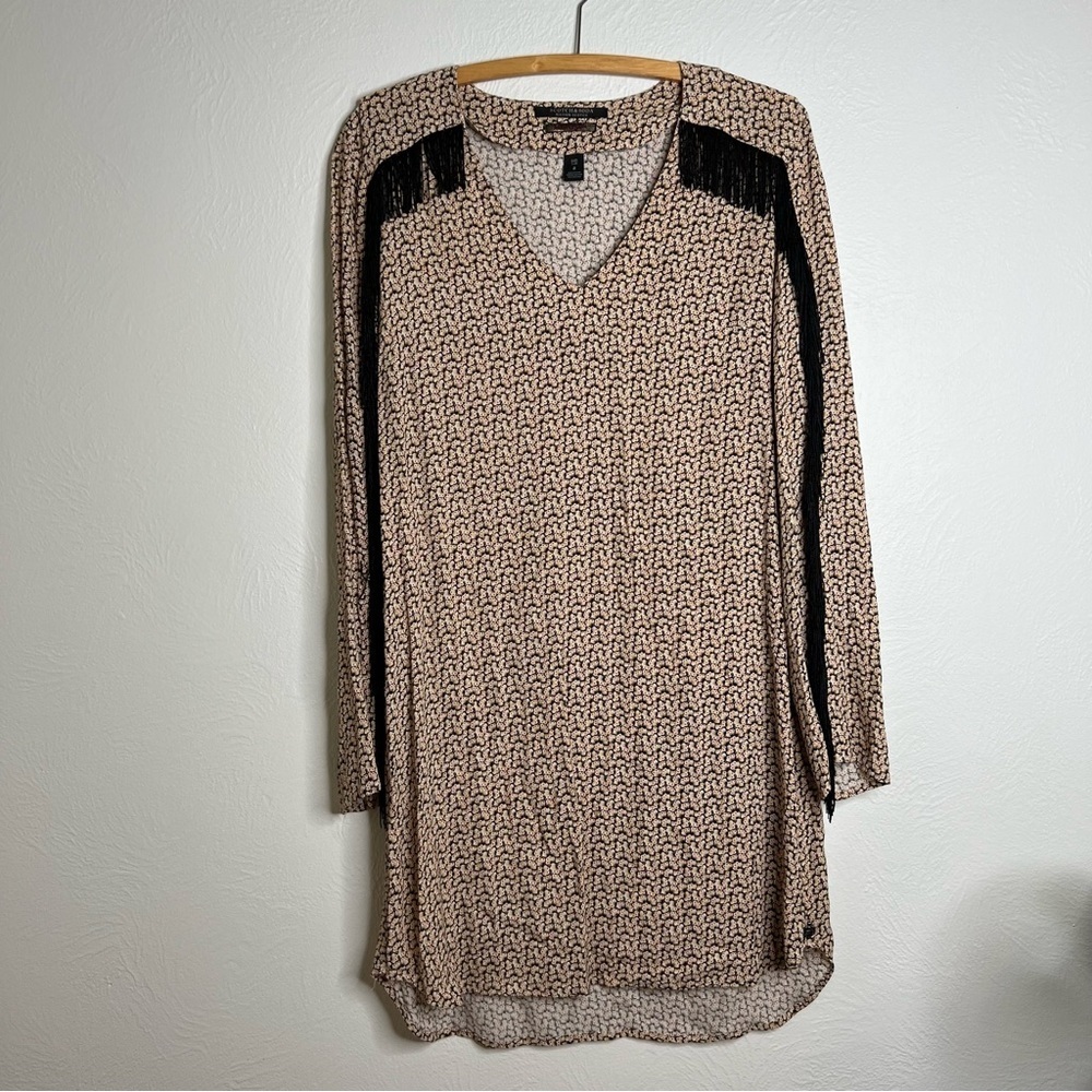 Scotch & Soda Maison Scotch Long Sleeve Printed Fringe Shift Dress Size 2